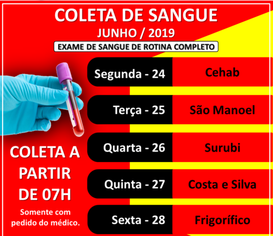 Secretaria de Saúde divulga calendário de coleta de sangue para esta semana