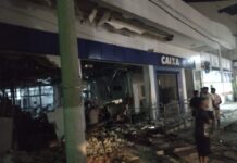 Bando fortemente armado explode agência da Caixa Econômica Federal em Pirapetinga-MG