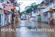 RJ-116 tem o trânsito interrompido em Laje do Muriaé por causa das cheias