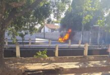 Motocicleta é destruida por fio de alta tensão em Itaperuna